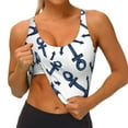 thumbnail image 3 of Picia Navy Blue Anchors Sports Bra for Women,Padded Strappy Sports Bras Medium Support Yoga Bra with Removable Cups,Running Yoga Bra-X-Large, 3 of 9