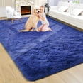 thumbnail image 1 of GFDYREE Fluffy Light Navy Rug for Living Room,5x8 Area Rugs,Thick Plush Shag Rug,Shaggy Rugs for Bedroom,Big Fuzzy Carpet,Comfy Kids Rugs,Large Living Room Rugs,Soft Nursery Rug,Living Room, 1 of 7