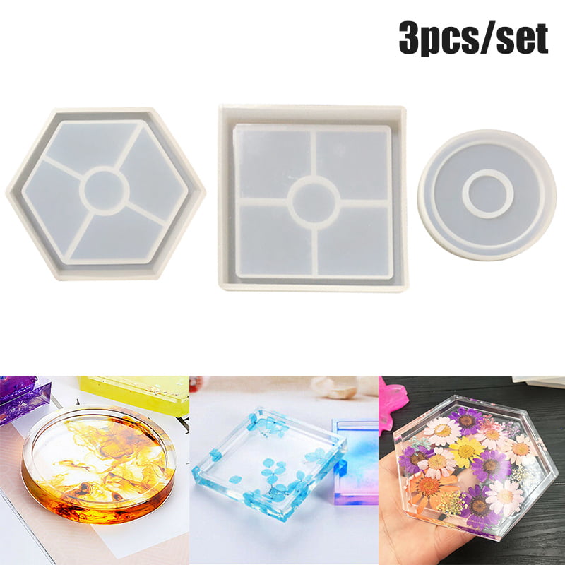 Resin Casting Mold Coaster Round Silicone Making Epoxy Mould 3X Craft DIY Tool 
