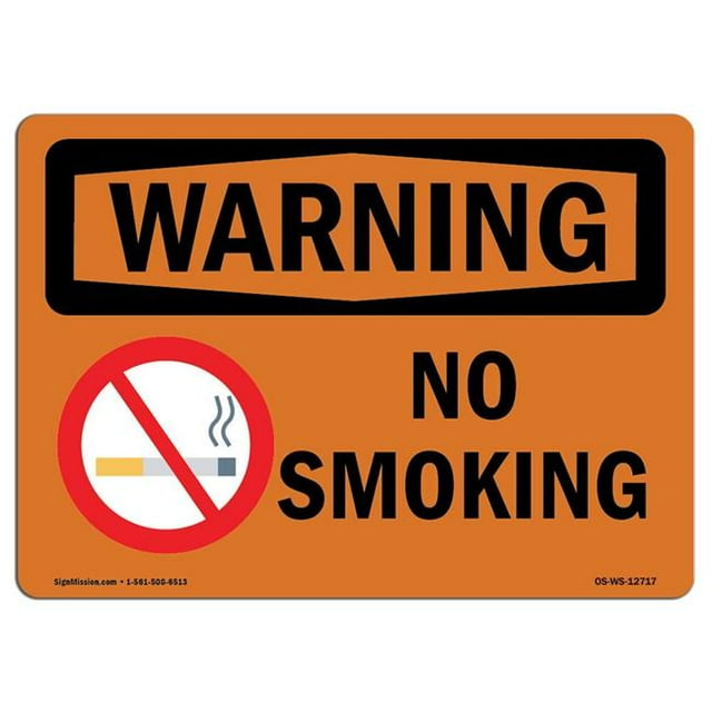 SignMission OS-WS-A-1218-L-12717 12 x 18 Po Panneau d'Avertissement OSHA - Non Fumeur