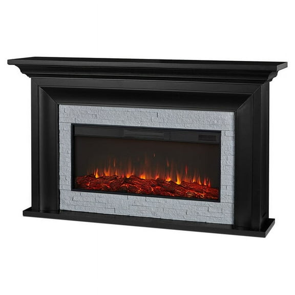 Real Flame Sonia 69" Landscape Solid Wood and Glass Electric Fireplace in Black