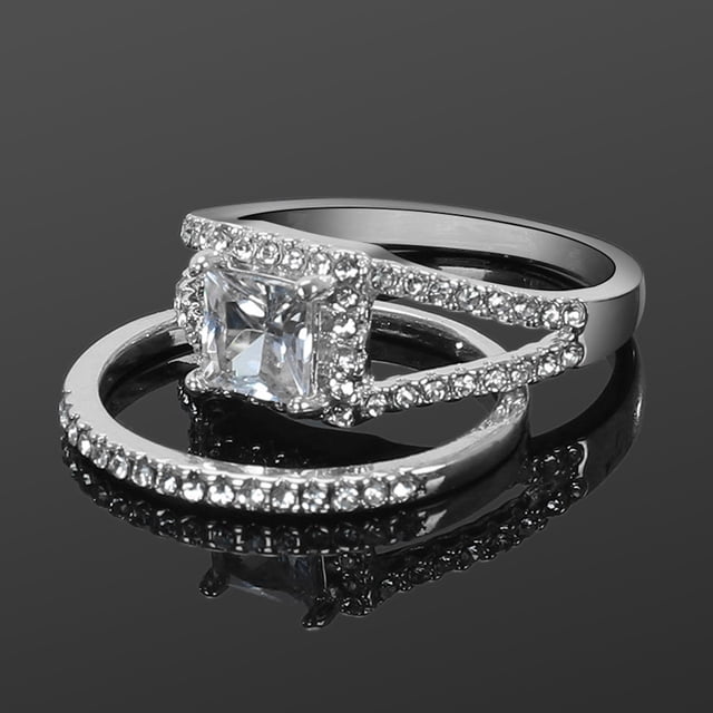 Elegant Gold Plated Zircon Inlaid Couple Band Set For Timeless Connection And Style