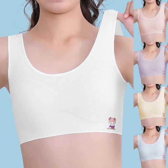 Tranfacy Girls Puberty Training Bra Thin Breathable Sleeveless Layering Camisole Tank Top for 9‑12 Years