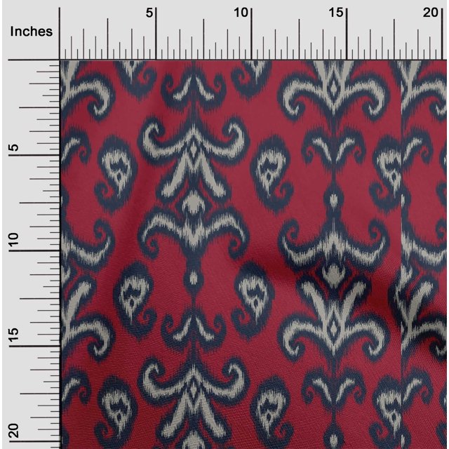 oneOone Polyester Lycra Fabric Paisley & Floral Ikat Printed Fabric 1 Yard 56 Inch Wide