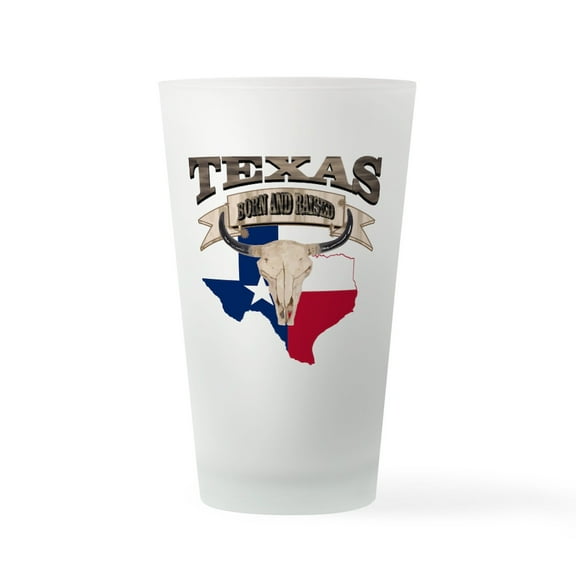 CafePress - Bull Skull Born Texas - Pint Glass, Drinking Glass, 16 oz. CafePress