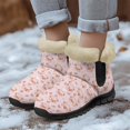 thumbnail image 4 of CHAQLIN Snow Boots for Women Waterproof Warm Flannel Lined Pig Print Boots Ladies Slip on Fashion Bootie Ankle Snow Boots with Cozy Faux Fur Lining,Pink, 4 of 9