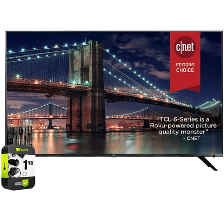 TCL 65R635 65 inch 6-Series 4K QLED Dolby Vision HDR Roku Smart TV Bundle with 1 Year Extended Protection Plan