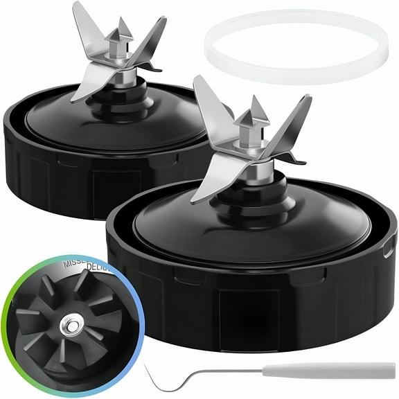 ZEPARO (Pack of 2) Blender Replacement Parts 7 Fins Extractor Blade Assembly with Rubber Gasket Compatible with Nutri Ninja Blenders