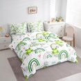 thumbnail image 3 of Manfei Cartoon Animal Frog Bedding Comforter Set 7 Pieces,Cute Rainbow King Bedding Sets,Green White Bed Sheets For Girl Boys,Ultra Soft Room Decor Reversible, 3 of 7