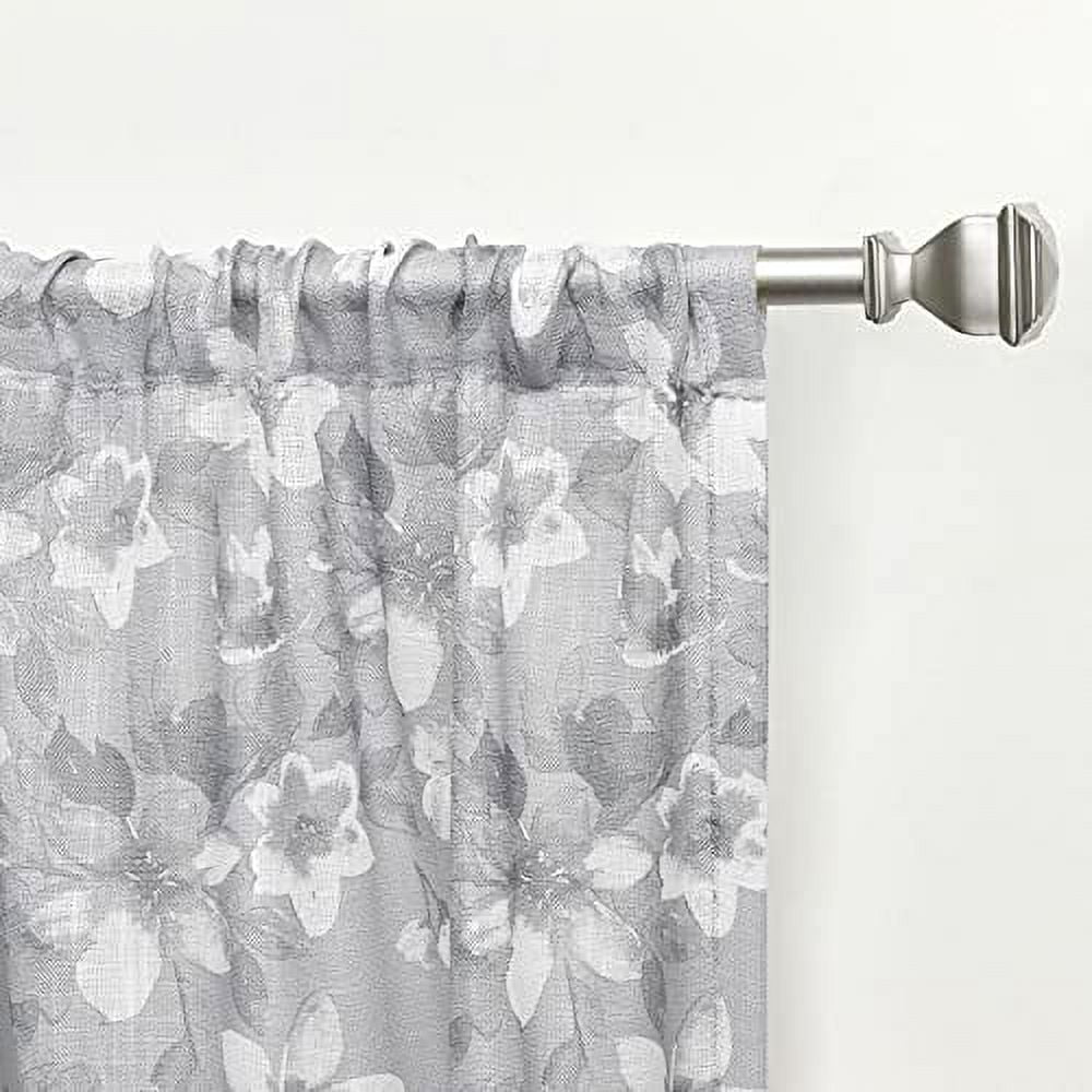 Nicole Miller New York Dara Light Filtering, Semi Sheer Rod Pocket Curtain Panels, 54"x96", Grey, Set of 2