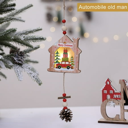 

Veki Merry Christmas Luminous Ornaments Decoration ]Wooden Window Door Home Decor Tree Pendant Vintage Ceramic Easter Eggs
