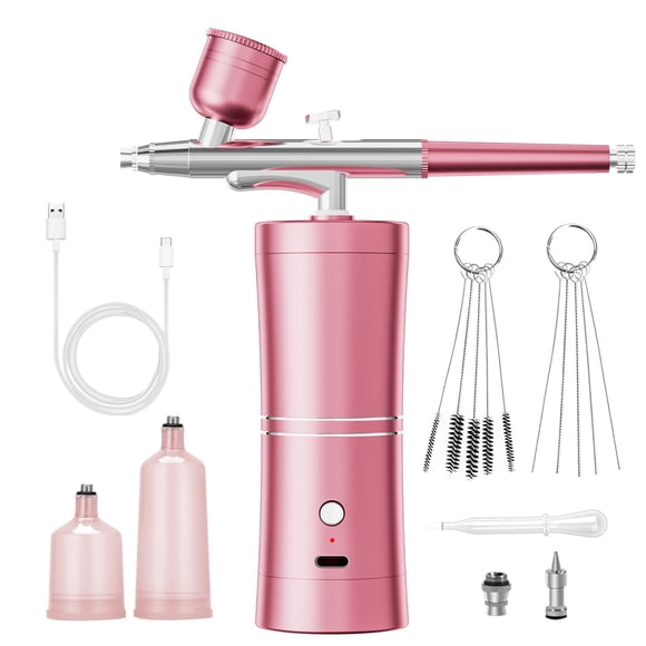 Kit de Aerógrafo Portátil CBVCBV con Compresor (Rosa)
