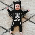 thumbnail image 2 of Weebloom Baby Boys Halloween Romper Jumpsuit With Print And Bat Design Hooded Soft Outfit For Infants Toddlers 18-24 Months Black, 2 of 8