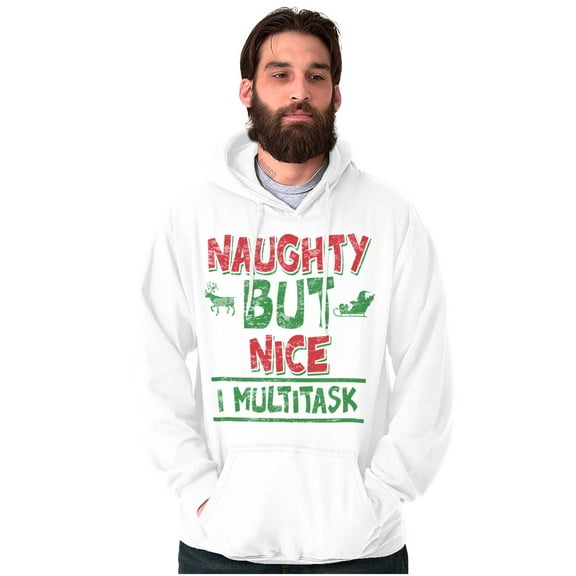 Funny Christmas Naughty But Nice Hoodie Sweatshirt Women Men Brisco Brands S