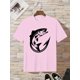 thumbnail image 1 of Camiseta de algodón rosa para niño con estampado de pez y anzuelo - Cuello redondo informal, manga corta, tejido transpirable para verano, ropa de verano para niño | Top de verano | Estampado temáti, 1 of 5