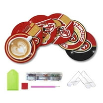 6 Pcs DIY Football-Themed Diamond Art Coasters with Display Stand，Sparkling Rhinestone Craft Kits for Adults, Inspired Handmade Gift Idea