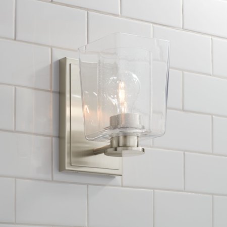Possini Euro Design Modern Wall Light Sconce Brushed Nickel Hardwired 8 1/2