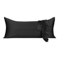 thumbnail image 1 of Fundas de almohada uxcell de Satén Sedoso con cremallera Cuerpo Largo Negro 21'x72', 1 of 6