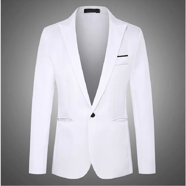 Men's Lightweight Casual Blazer Single Button Regular Fit Black Size Medium
