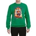 thumbnail image 2 of Wild Bobby, Tiger Growling Colorful Trippy Tie Dye Animal Lover Unisex Crewneck Graphic Sweatshirt, Kelly, Medium, 2 of 3