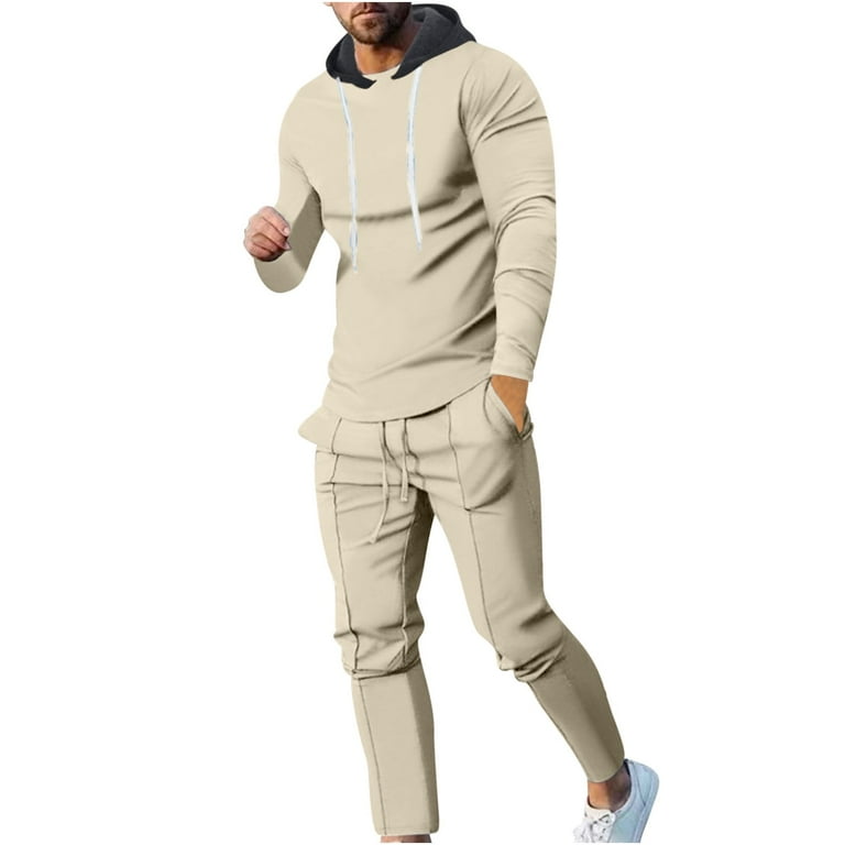 Wyongtao Men's 2 Piece Outfits Patchwork Color Hoodie