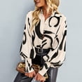 thumbnail image 4 of Camisa De Manga Larga Para Mujer, Camisas Con Botones Y Cuello, Mangas Acampanadas Sueltas, Estampado Transpirable Para Ir De Compras ANGGREK Albaricoque M, 4 of 6