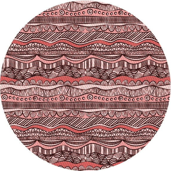 Ahgly Company Indoor Round Patterned Pastel Pink Area Rugs, 8' Round