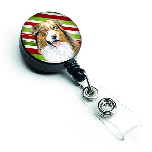 Carolines Treasures SC9357BR Australian Shepherd Candy Cane Holiday Christmas Retractable Badge Reel