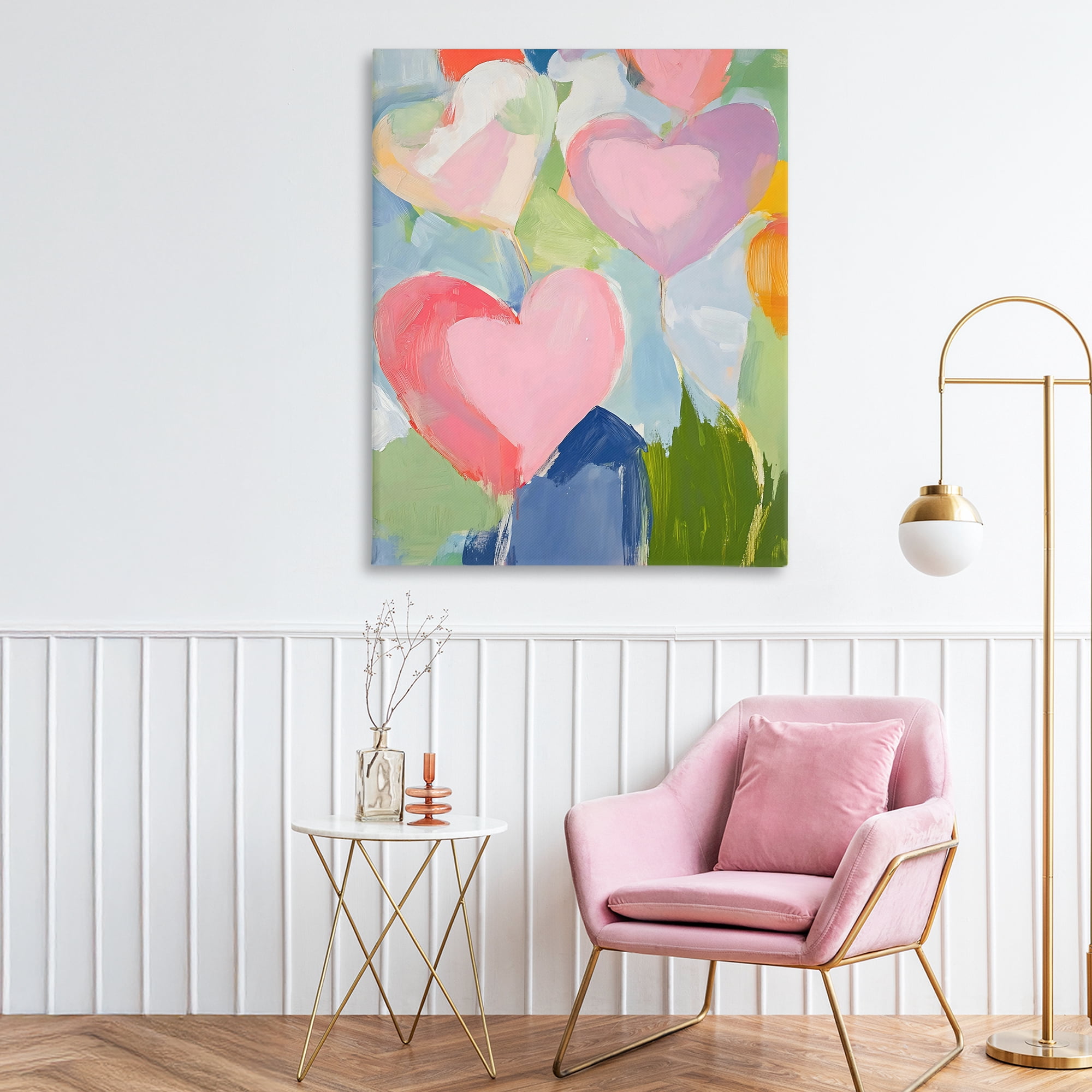 Stupell Industries Pink Hearts Abstraction Canvas Wall Art, design by The Prints Vibe