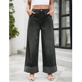 thumbnail image 6 of EMMIOL Women's Wide Leg Jeans Mid Waist Stretchy Loose Fit Jeans Baggy Boyfriend Denim Pants with Cuffed Hem, 6 of 6