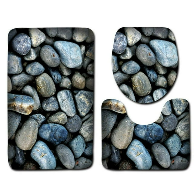 3pcs/1 Set Carpet Bathroom 3D Stone Printing Non-Slip Bath Mat Doormats Decor Toilet Seat Cover Rug