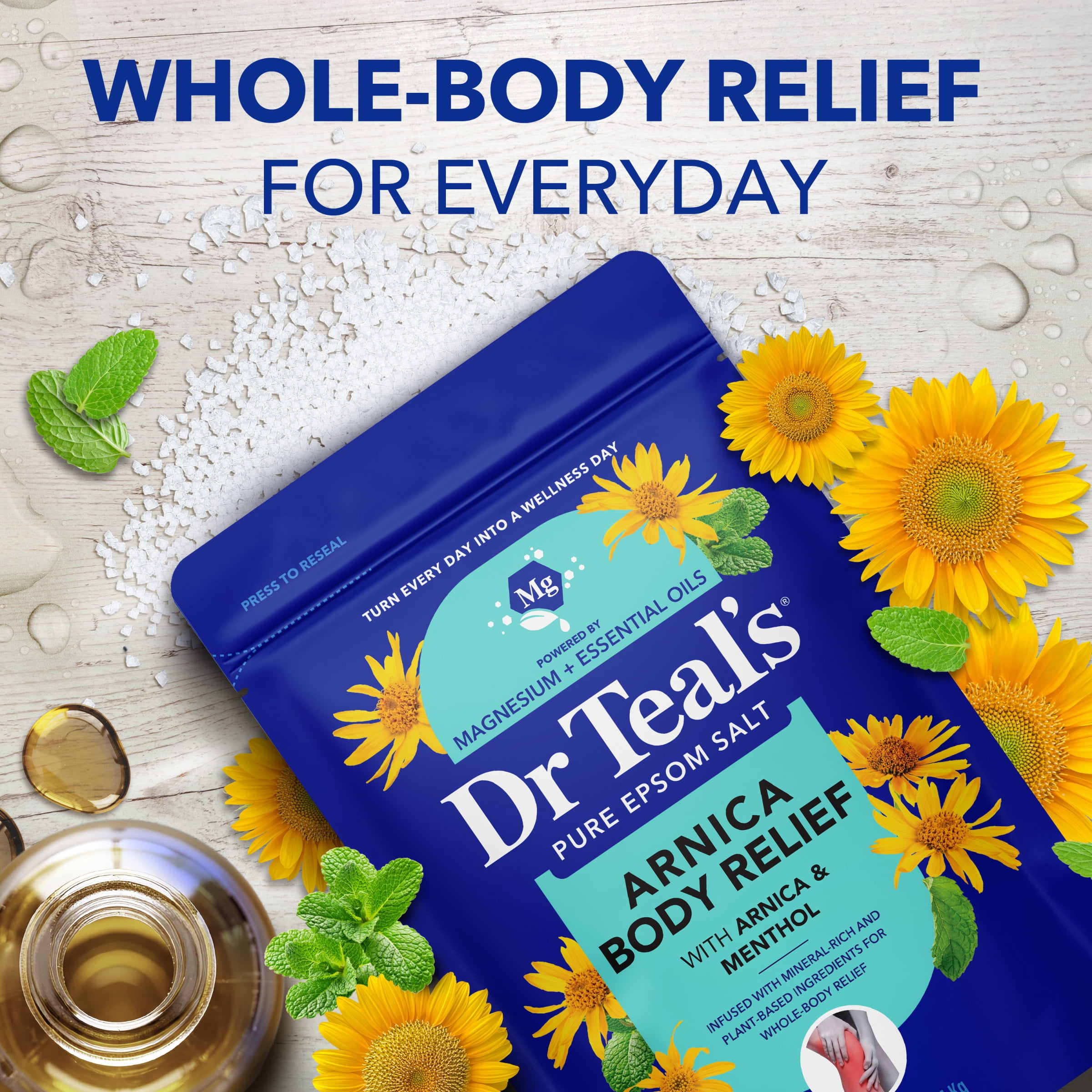Dr Teal's Arnica Body Relief Epsom Salt Soak with Menthol, 3 lbs