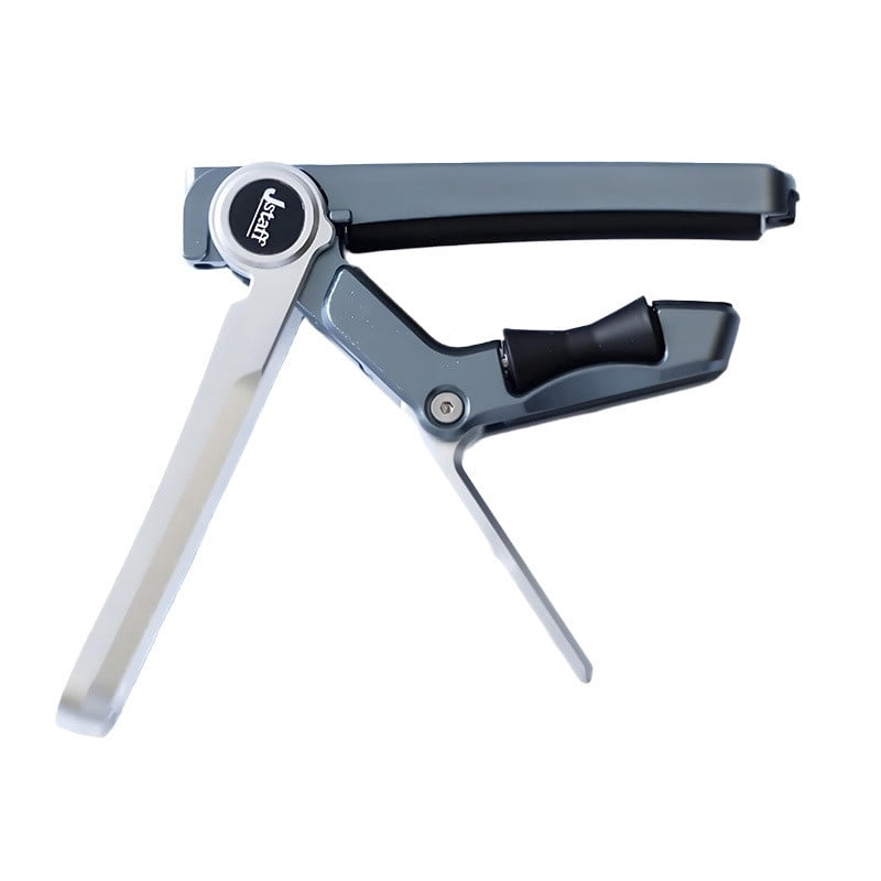 JStaff S1 Gliding Capo - Aluminum & Silicone Roller Capo for Acoustic Guitars Silver
