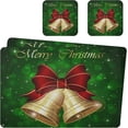 thumbnail image 2 of SKYSONIC Christmas Bell Leather Placemats Set of 2 Non Slip Heat-Resistant Washable Waterproof Table Place Mats with Coasters for Kitchen Dining Table Holiday Home Decoration,11.8" x 17.5", 2 of 7