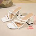 thumbnail image 4 of Samdudou Slide Sandals for Women Strappy Geometric Block Heel Open Toe Square Toe Slip On Mules Summer Dressy Casual Party Wedding Vacation Ladies Modern Footwear, 4 of 9