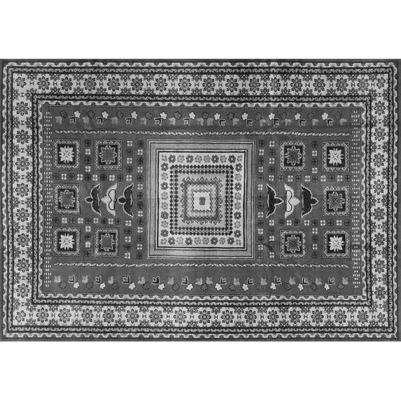 Ahgly Company Indoor Rectangle Geometric Gray Traditional Area Rugs, 6' x 9'