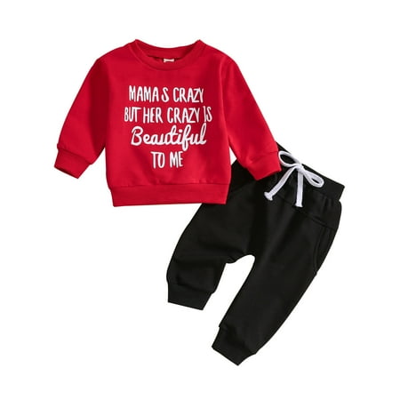 

Xudanell Baby Boy Outfits Long Sleeve Pullover Sweatshirt Toddler Boys Pants Clothes Set Fall Winter 2Pcs (Red 2-3 Years)