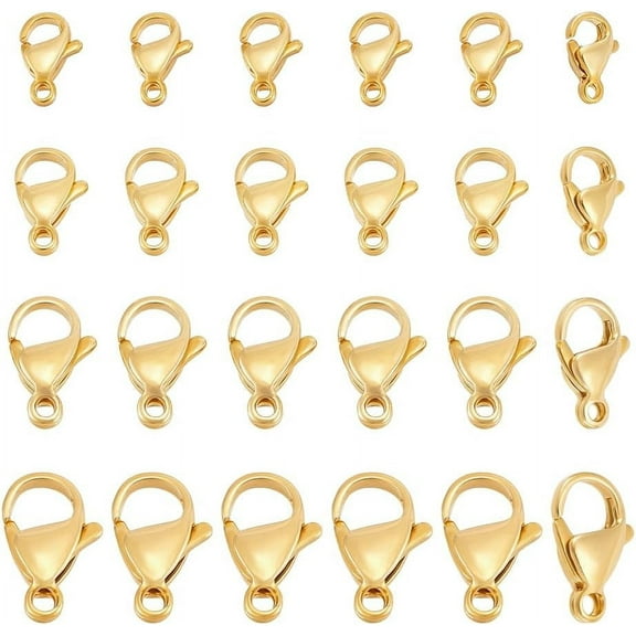 1set 40pcs 4 styles 304 Stainless Steel Lobster Claw Clasps Parrot Trigger Clasps Manual Polished golden 9~15x5.5~9x3~4mm Hole: 1~2mm 10pcs/style