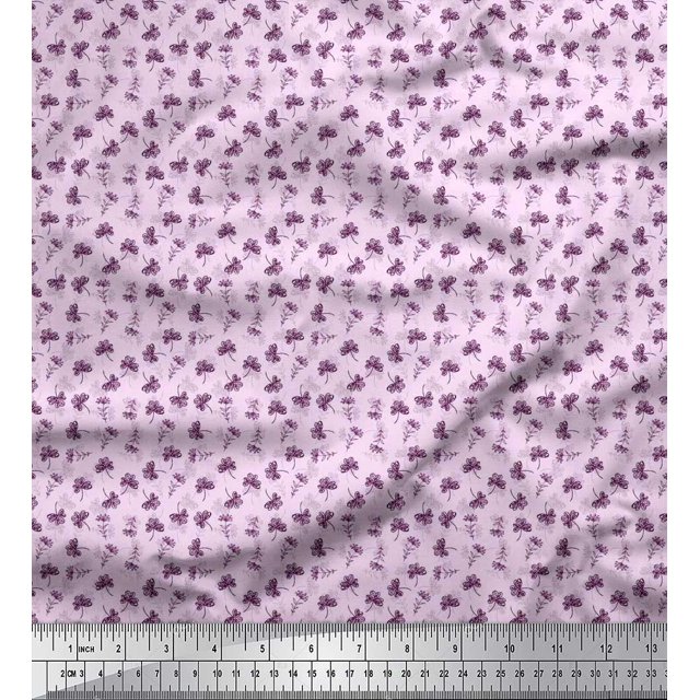 Soimoi Velvet Fabric Clover Leaves Printed Fabric 1 Yard 58 Inch Wide