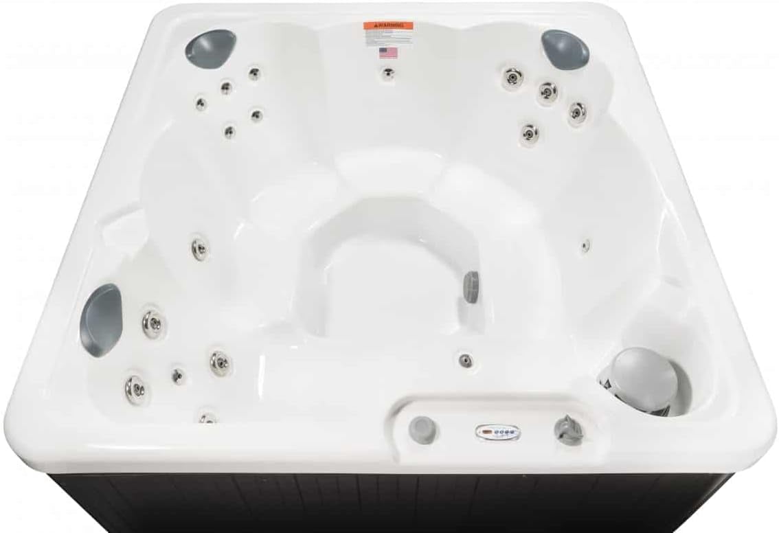 Hudson Bay HB19 6-Person Hot Tub with 19 Therapy Jets and Digital Controls – White Acrylic Interior and Mocha Exterior Cabinet - Ideal for Backyard Relaxation and Hydrotherapy