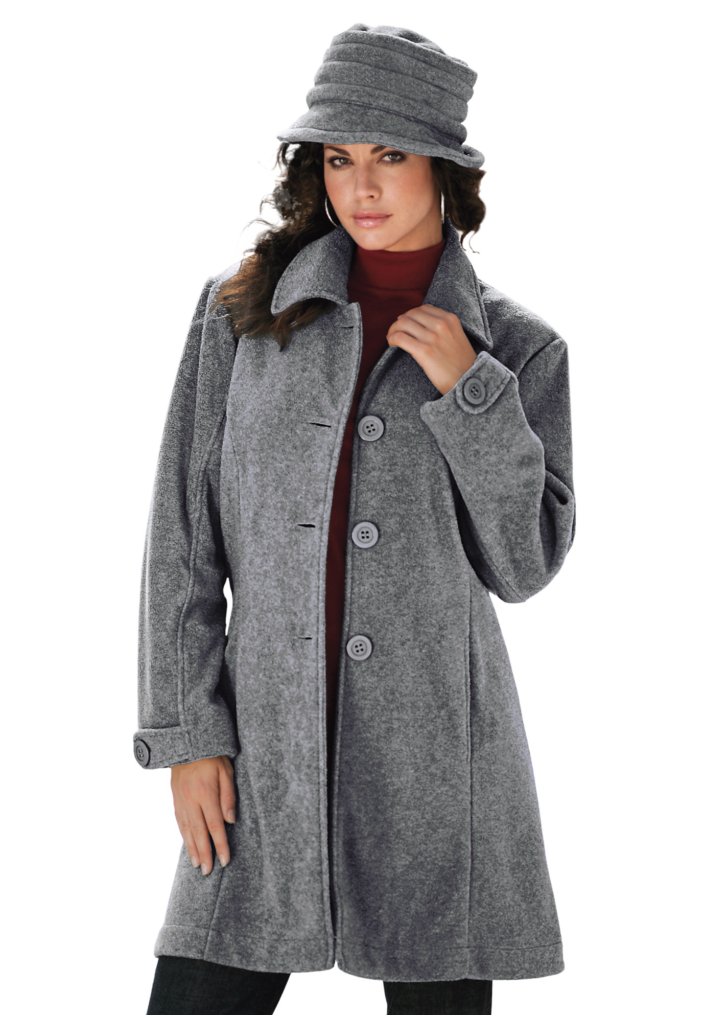 Roaman's Women's Plus Size Plush Fleece Jacket Soft Coat