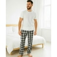 thumbnail image 3 of Active Club Men’s Flannel Pajama Pants 3 Pack– Soft Sleep & Lounge Pants with Pockets & Adjustable Drawstring – Plaid Lounge Bottoms (White Black/Black/Red White Plaid, 3X), 3 of 6