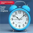 thumbnail image 2 of Silent Non-Ticking Analog Quartz 4 Inches Battery Operated Twin Bell Loud Alarm Clock with Backlight for Bedroom, 2 of 6