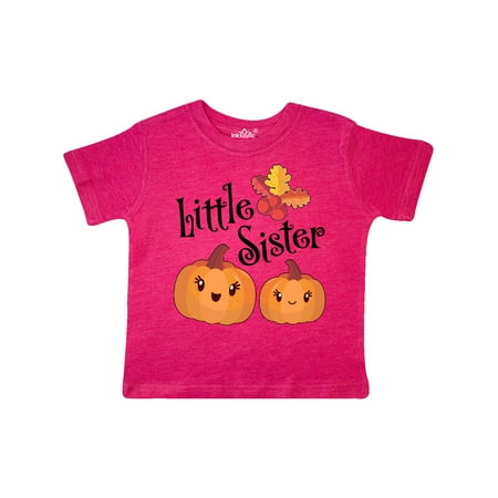 

Inktastic Little Sister Pumpkins with Fall Leaves Gift Toddler Toddler Girl T-Shirt