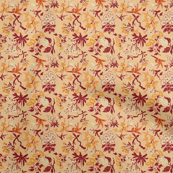 oneOone Cotton Jersey Light Peach Fabric Asian Japanese Floral Quilting Supplies Print Sewing Fabric By The Yard 58 Inch Wide