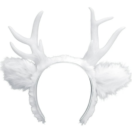 Light-Up White Deer Antlers Halloween Costume Accessory for Women, One Size, by Elope