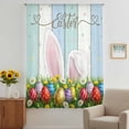 thumbnail image 2 of Easter Sheer Curtains 72 Inches Long, Wooden Bunny Colorful Eggs Spring Floral Botanical Light Filering Curtains, Breathable Simi Curtain Privacy Drapes for Living Room Bedroom Window Treatment, 2 of 9