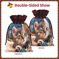 thumbnail image 2 of Rocae Playful Cat Print Christmas Drawstring Linen Gift Bag with Drawstrings Treat Bag Goody Present Bags for Christmas Party Favor, 2 of 8