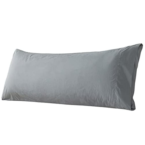 Body Pillow Cover Cotton Fabric,Long Pillowcase Breathable & Skin-Friendly,Envelope Closure - Grey (20x54 inch)