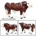 thumbnail image 3 of Set a Estatuilla de ganado, figura de ganado Simmental simulada, figuras familiares de vacas de granja de plástico realistas, Juego de 4 (marrón y blanco), 3 of 5